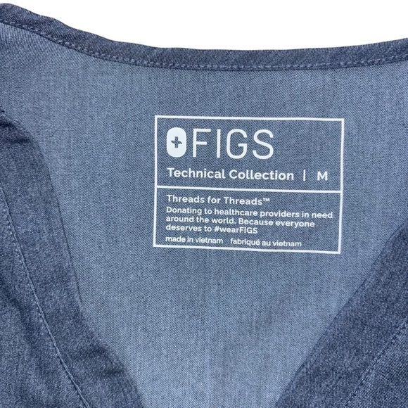 FIGS Technical Collection Blue Gray Scrub Top Women’s M Healthcare RN Doctor MD - Picture 9 of 12